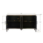 Buffet bahut de ferme moderne de 60 po, armoire de rangement d'appoint à 4 portes à motif géométrique avec étagères réglables - Panipeachy