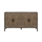 Buffet bahut de ferme moderne de 60 po, armoire de rangement d'appoint à 4 portes à motif géométrique avec étagères réglables - Panipeachy
