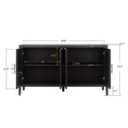 Buffet bahut de ferme moderne de 60 po, armoire de rangement d'appoint à 4 portes à motif géométrique avec étagères réglables - Panipeachy