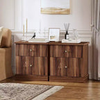 Table de chevet cannelée avec tiroirs, Table de chevet de style moderne du milieu du siècle pour salon, Table de chevet avec rangement