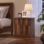 Fluted Nightstand with Drawers, Mid Century Modern Bedside Table for Living Room, Nightstand with Storage
