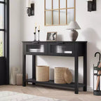 Acekool Table console rustique de ferme, Table de canapé en bois de 109 cm avec 2 tiroirs à façade en verre, Étagère de rangement ouverte à 2 niveaux, Accent moderne pour couloir