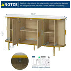 Buffet/Bahut avec Rangement, Console cannelée avec Plateau Effet Marbre, Meuble de Rangement Mid-Century pour Cuisine, Salon, Entrée