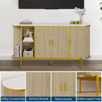 Buffet/Bahut avec Rangement, Console cannelée avec Plateau Effet Marbre, Meuble de Rangement Mid-Century pour Cuisine, Salon, Entrée