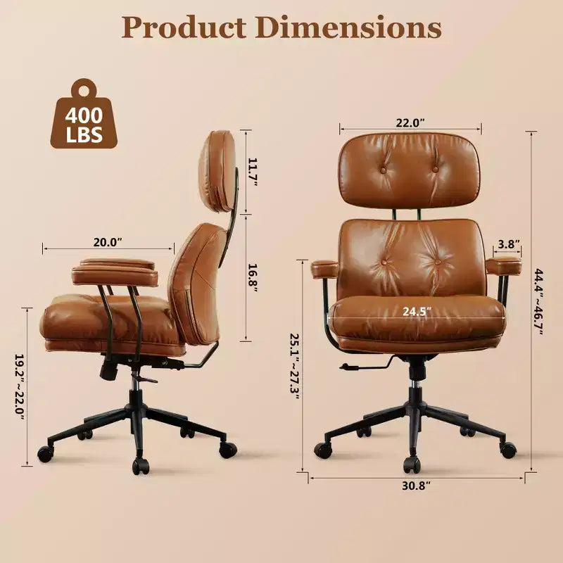 Fauteuil de bureau de direction inclinable et ergonomique HOMLUX avec support lombaire et cervical confortable