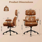 Fauteuil de bureau de direction inclinable et ergonomique HOMLUX avec support lombaire et cervical confortable