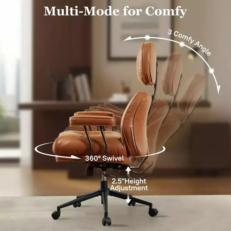 Fauteuil de bureau de direction inclinable et ergonomique HOMLUX avec support lombaire et cervical confortable