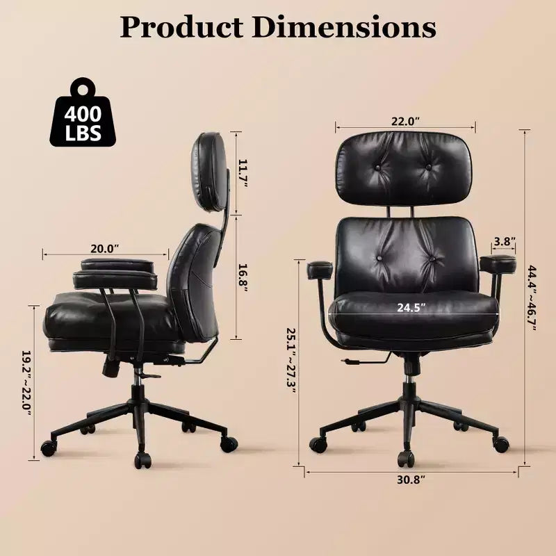 Fauteuil de bureau de direction inclinable et ergonomique HOMLUX avec support lombaire et cervical confortable