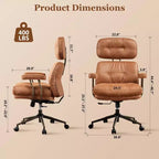 Fauteuil de bureau de direction inclinable et ergonomique HOMLUX avec support lombaire et cervical confortable