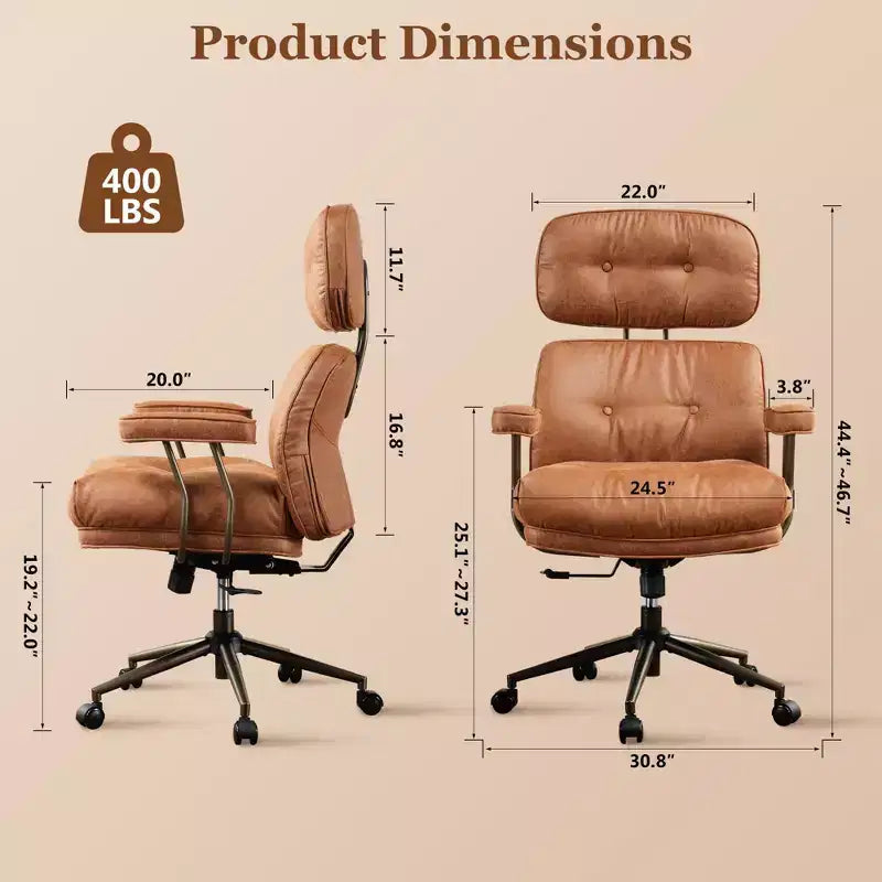 Fauteuil de bureau de direction inclinable et ergonomique HOMLUX avec support lombaire et cervical confortable