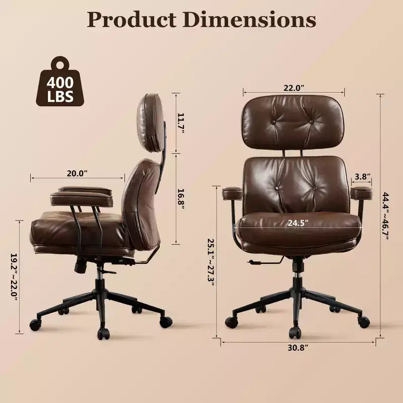 Fauteuil de bureau de direction inclinable et ergonomique HOMLUX avec support lombaire et cervical confortable