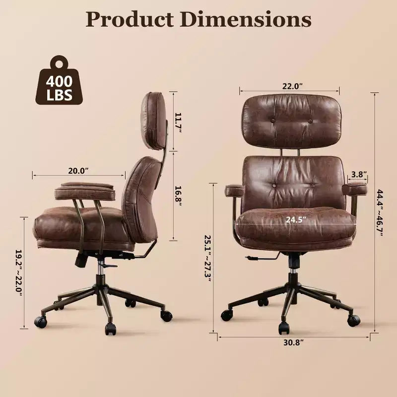 Fauteuil de bureau de direction inclinable et ergonomique HOMLUX avec support lombaire et cervical confortable