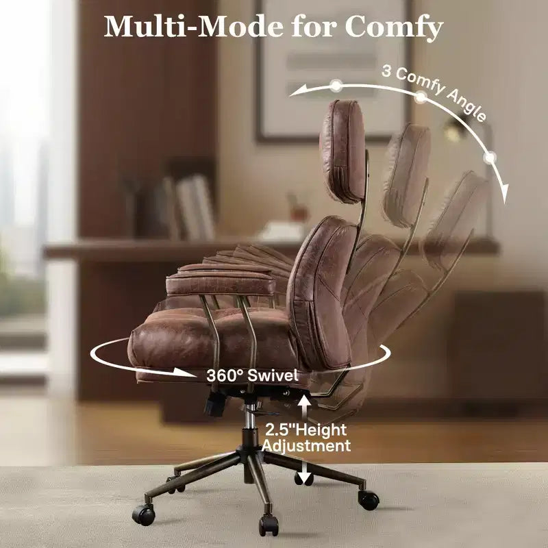 Fauteuil de bureau de direction inclinable et ergonomique HOMLUX avec support lombaire et cervical confortable