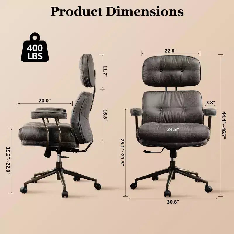 Fauteuil de bureau de direction inclinable et ergonomique HOMLUX avec support lombaire et cervical confortable