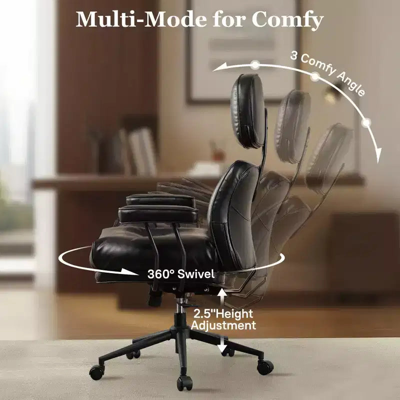 Fauteuil de bureau de direction inclinable et ergonomique HOMLUX avec support lombaire et cervical confortable