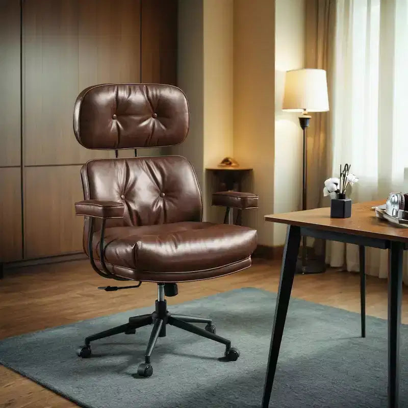 Fauteuil de bureau de direction inclinable et ergonomique HOMLUX avec support lombaire et cervical confortable