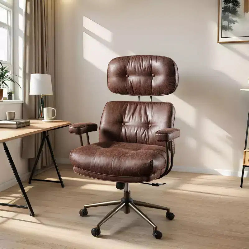 Fauteuil de bureau de direction inclinable et ergonomique HOMLUX avec support lombaire et cervical confortable