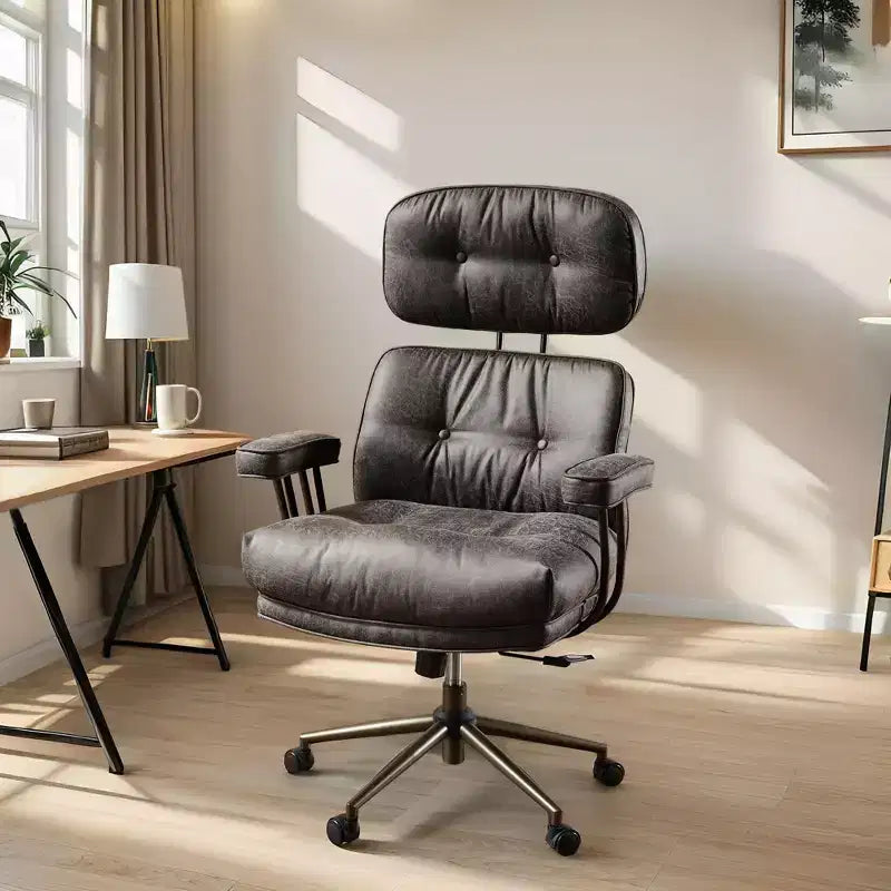 Fauteuil de bureau de direction inclinable et ergonomique HOMLUX avec support lombaire et cervical confortable