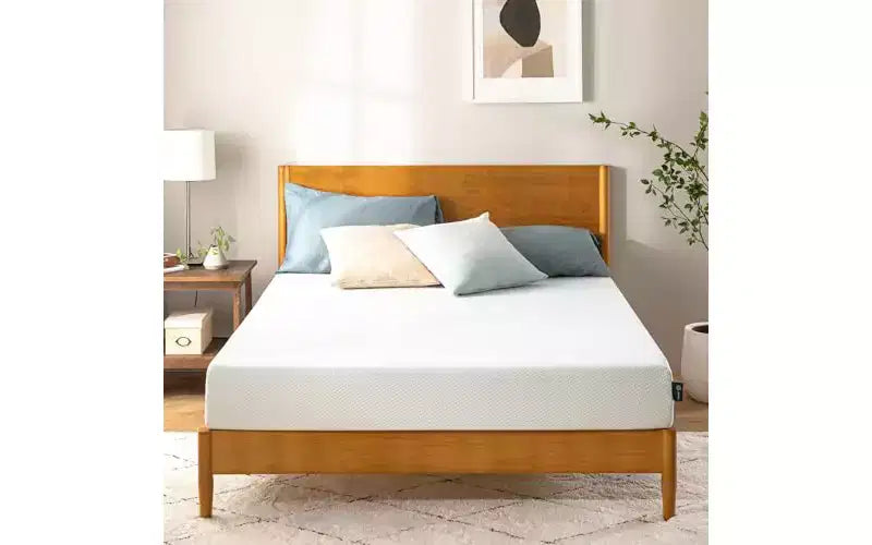 Matelas en mousse à mémoire de forme Zinus 15 cm Queen Size au thé vert, sans fibre de verre, fermeté moyenne, soulagement de la pression zoné, mousses et tissu certifiés sûrs