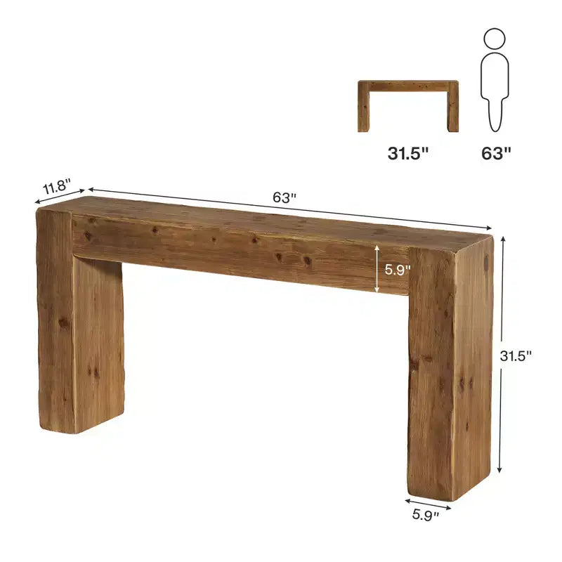 MAYEERTY Table console en bois de 63 pouces, table de canapé d'entrée de ferme