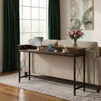 MAYEERTY 70.9-Inch Industrial Console Table, Entryway Sofa Table with Outlets and USB Ports