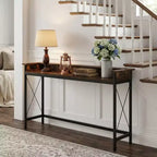 MAYEERTY Table console industrielle de 70,9 pouces, table de canapé d'entrée avec prises et ports USB