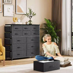 Commode de chambre à 12 tiroirs, commode de couloir, d'entrée, unité de rangement avec tissu, cadre métallique robuste