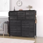 Commode de chambre à 12 tiroirs, commode de couloir, d'entrée, unité de rangement avec tissu, cadre métallique robuste