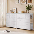 Commode de chambre à 12 tiroirs, commode de couloir, d'entrée, unité de rangement avec tissu, cadre métallique robuste