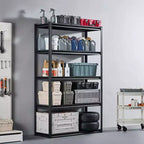 Étagères de rangement VEVOR, 1360 kg, Étagères de rangement de garage à 5 niveaux, Étagères métalliques réglables 45,7 P x 121,9 L x 198,1 H pour étagères de garage, étagère utilitaire, Noir