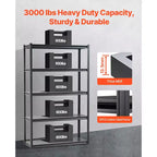 Étagères de rangement VEVOR, 1360 kg, Étagères de rangement de garage à 5 niveaux, Étagères métalliques réglables 45,7 P x 121,9 L x 198,1 H pour étagères de garage, étagère utilitaire, Noir