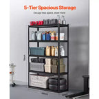 Étagères de rangement VEVOR, 1360 kg, Étagères de rangement de garage à 5 niveaux, Étagères métalliques réglables 45,7 P x 121,9 L x 198,1 H pour étagères de garage, étagère utilitaire, Noir