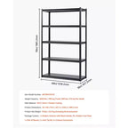 Étagères de rangement VEVOR, 1360 kg, Étagères de rangement de garage à 5 niveaux, Étagères métalliques réglables 45,7 P x 121,9 L x 198,1 H pour étagères de garage, étagère utilitaire, Noir