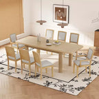 Ensemble de salle à manger extensible 9 pièces pour 6 personnes, table de salle à manger rectangulaire avec rallonge amovible, 6 chaises sans accoudoirs et 2 fauteuils