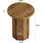 Table d'appoint ronde Lantine, table d'appoint sur pied de style ferme, table de chevet en bois cannelé pour salon, chambre (1)