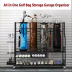 Support de rangement de sacs de golf avec roulettes et tiroirs - Organiseur 4 sacs pour garage et maison