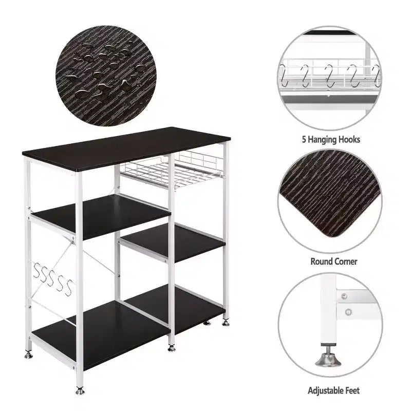 Étagère de cuisine Karl Home 3 niveaux pour micro-ondes, marron foncé