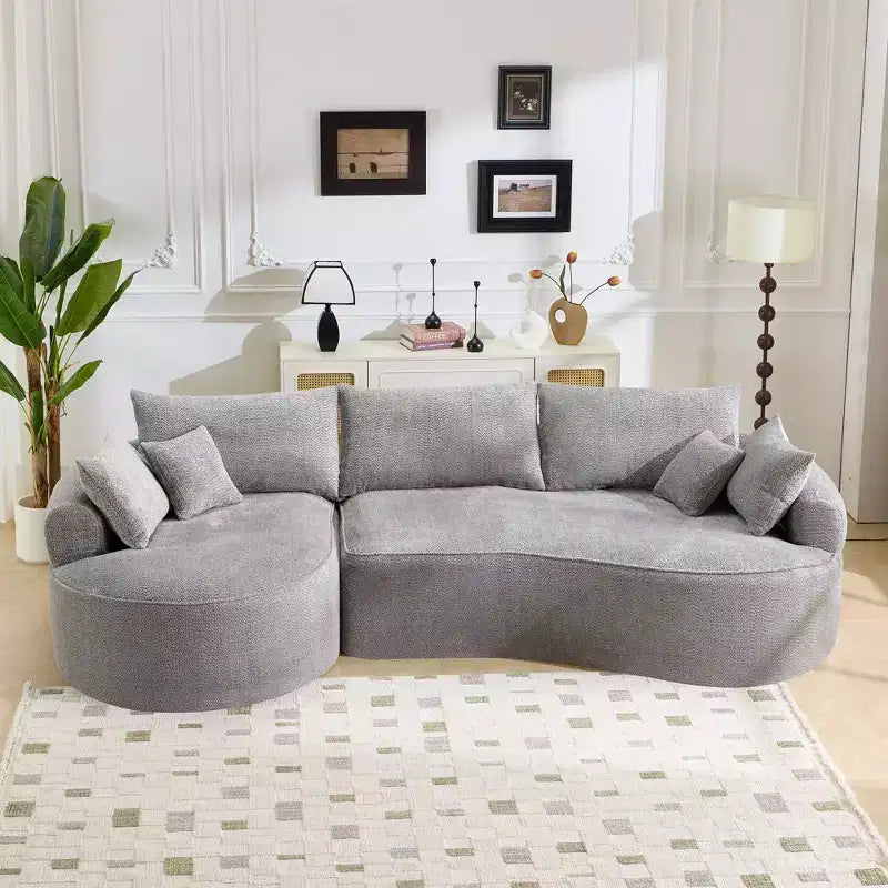 Canapé sans armature en chenille haute résilience Clihome - Canapé compressé moderne de 124,5 cm pour salon