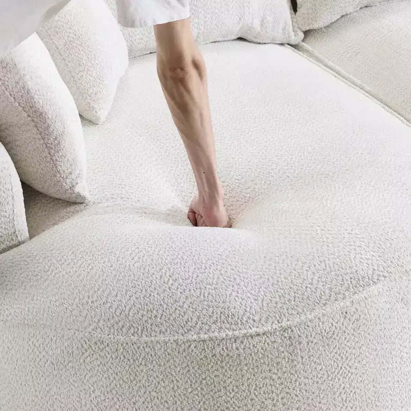 Canapé sans armature en chenille haute résilience Clihome - Canapé compressé moderne de 124,5 cm pour salon