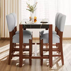 Ensemble de table à manger en marbre hauteur comptoir pour 4 personnes, ensemble de table de bar 5 pièces avec 4 chaises rembourrées pour salle à manger, pub, cuisine, petit espace