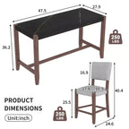 Ensemble de table à manger en marbre hauteur comptoir pour 4 personnes, ensemble de table de bar 5 pièces avec 4 chaises rembourrées pour salle à manger, pub, cuisine, petit espace