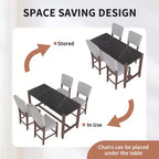 Ensemble de table à manger en marbre hauteur comptoir pour 4 personnes, ensemble de table de bar 5 pièces avec 4 chaises rembourrées pour salle à manger, pub, cuisine, petit espace