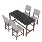 Ensemble de table à manger en marbre hauteur comptoir pour 4 personnes, ensemble de table de bar 5 pièces avec 4 chaises rembourrées pour salle à manger, pub, cuisine, petit espace