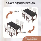 Ensemble de table à manger en marbre hauteur comptoir pour 4 personnes, ensemble de table de bar 5 pièces avec 4 chaises rembourrées pour salle à manger, pub, cuisine, petit espace