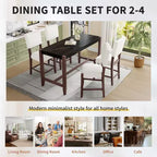 Ensemble de table à manger en marbre hauteur comptoir pour 4 personnes, ensemble de table de bar 5 pièces avec 4 chaises rembourrées pour salle à manger, pub, cuisine, petit espace