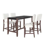 Ensemble de table à manger en marbre hauteur comptoir pour 4 personnes, ensemble de table de bar 5 pièces avec 4 chaises rembourrées pour salle à manger, pub, cuisine, petit espace