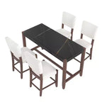 Ensemble de table à manger en marbre hauteur comptoir pour 4 personnes, ensemble de table de bar 5 pièces avec 4 chaises rembourrées pour salle à manger, pub, cuisine, petit espace