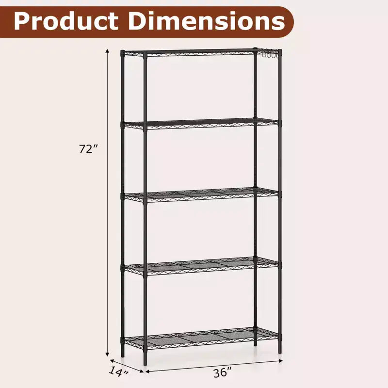 Étagère de rangement en métal à 5 niveaux Costway avec support métallique en V pour cuisine et garage
