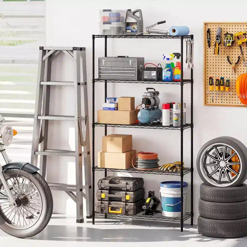 Étagère de rangement en métal à 5 niveaux Costway avec support métallique en V pour cuisine et garage