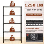 Étagère de rangement en métal à 5 niveaux Costway avec support métallique en V pour cuisine et garage